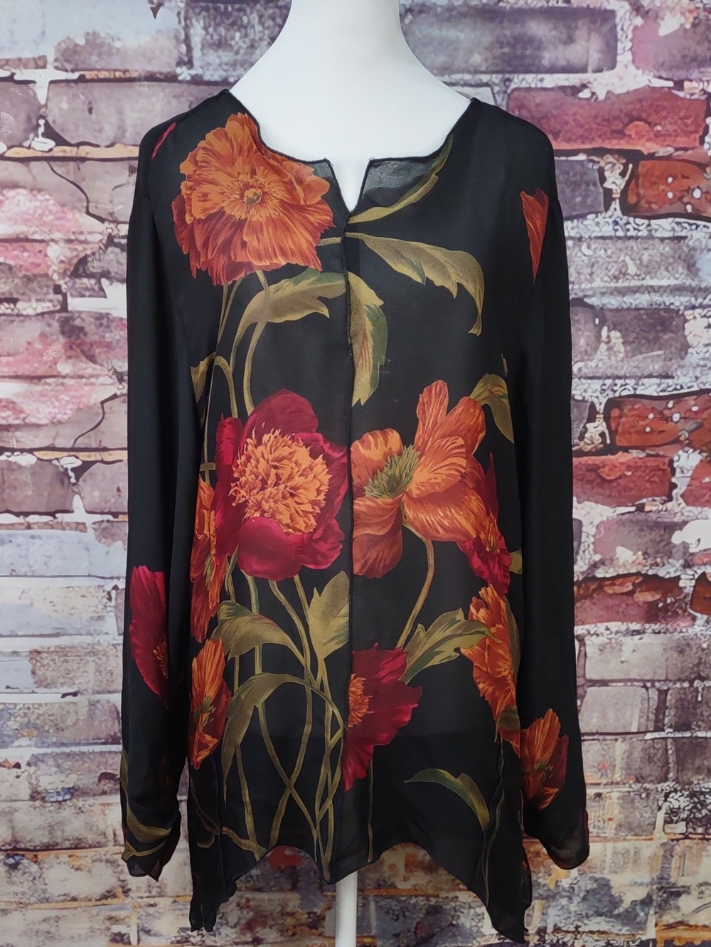 Vintage Floral Silk Chiffon Top